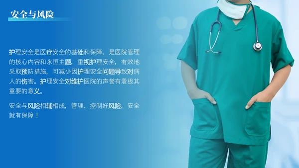 蓝绿色渐变简约实拍风格围手术期安全管理医护人员PPT