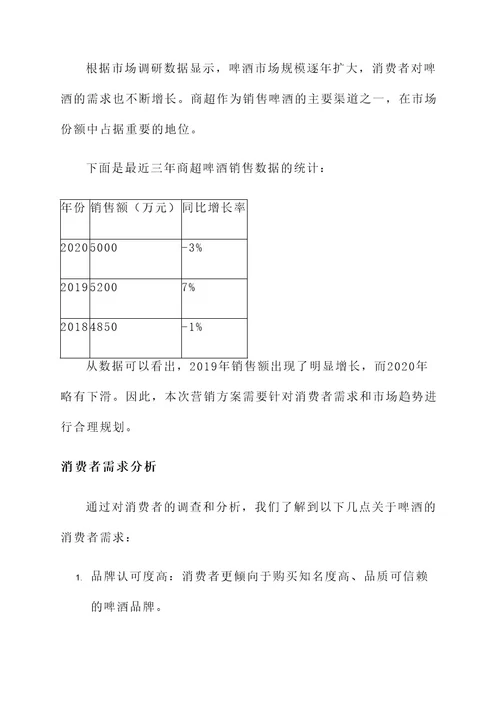 商超啤酒营销方案