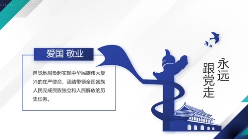 蓝色党建党支部年终工作总结学习教育动态PPT