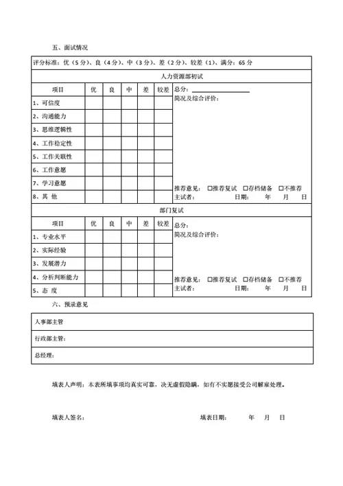 教官应聘招聘登记表
