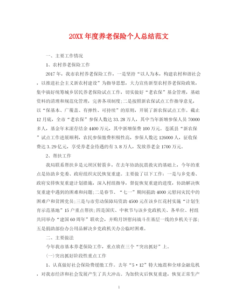 精编之度养老保险个人总结范文.docx