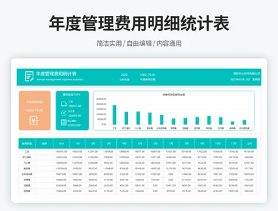 年度管理费用明细统计表