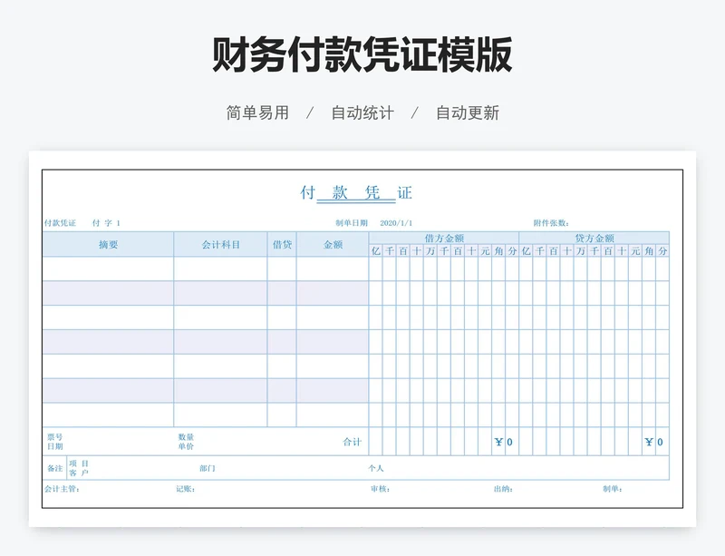 财务付款凭证模版