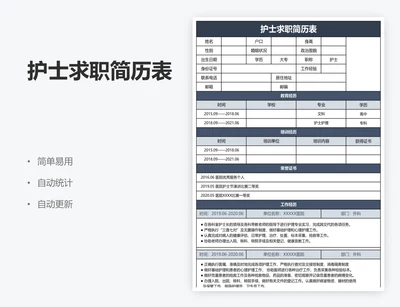 护士求职简历表