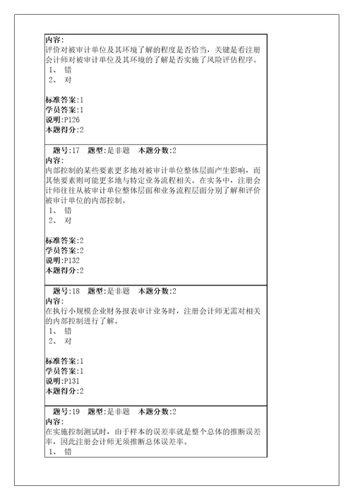 审计学网络教育满分作业