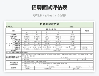 招聘面试评估表