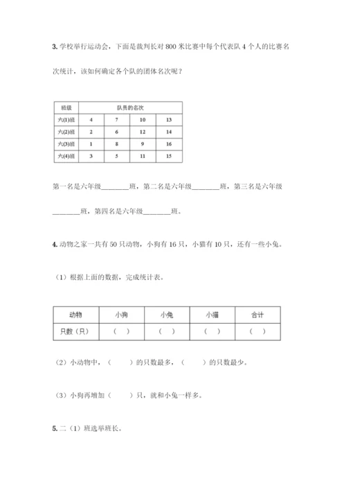 人教版二年级下册数学第一单元-数据收集整理-测试卷【夺分金卷】.docx