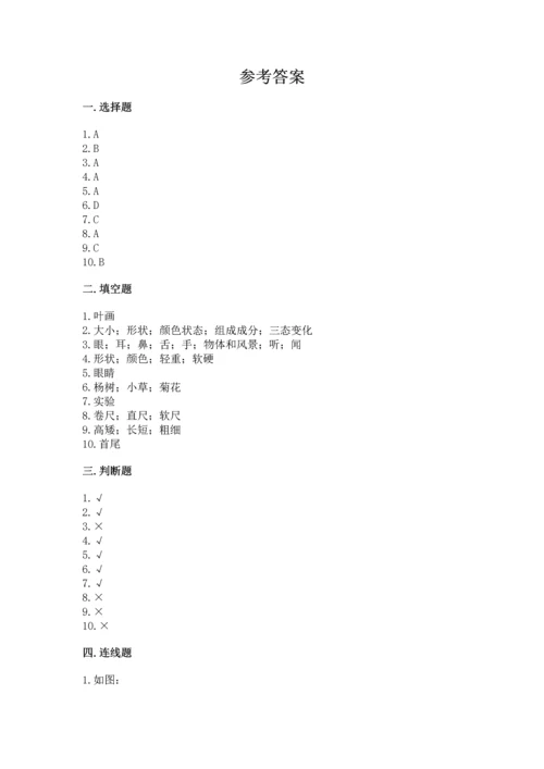 教科版一年级上册科学期末测试卷及答案（最新）.docx