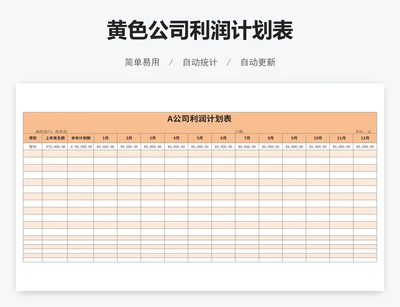 黄色公司利润计划表