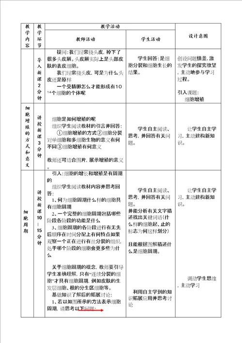 细胞增殖教学设计