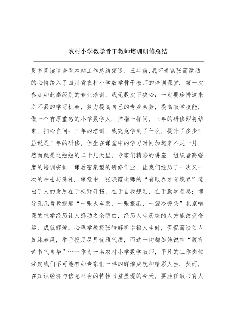 农村小学数学骨干教师培训研修总结.docx