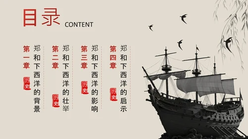 黄色中国风历史课件郑和下西洋PPT