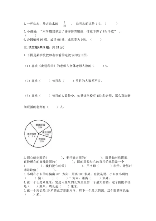 小学数学六年级上册期末测试卷附答案（研优卷）.docx