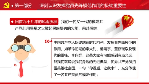 发挥党员先锋模范作用专题党课组支部PPT