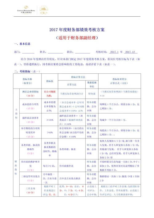 2017年度财务部绩效考核方案.docx