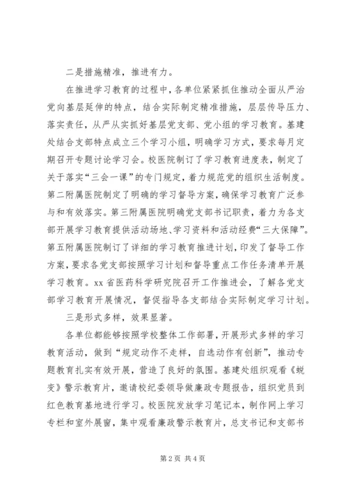 大学两学一做学习教育开展督导工作汇报.docx