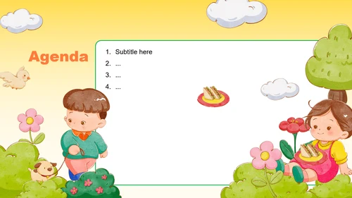 彩色卡通插画吃饭主题模板PPT主题