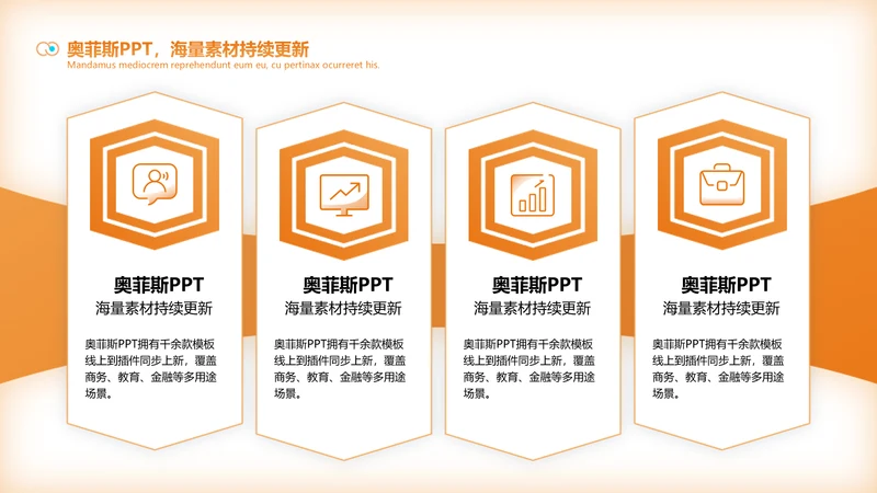 橙色创意并列关系4项PPT单页
