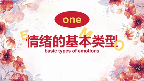 卡通水彩花卉情绪管理主题教育PPT模板