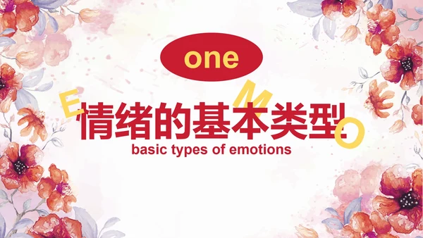 卡通水彩花卉情绪管理主题教育PPT模板