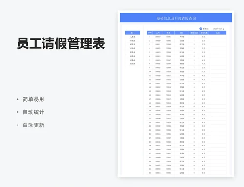 员工请假管理表