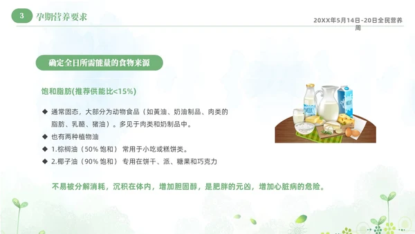 绿色清新淡雅孕期营养知识科普课件PPT全民营养周