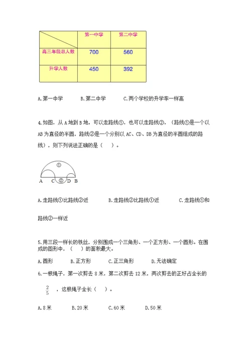 2022人教版六年级上册数学期末测含答案【实用】