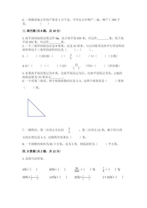 额尔古纳市六年级下册数学期末测试卷（典优）.docx