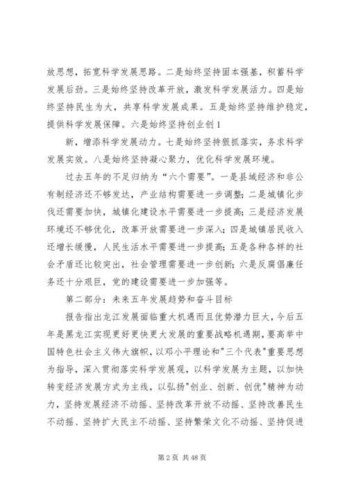 黑龙江党代会精神传达.docx