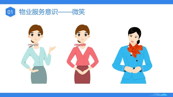 蓝色插画商务物业服务意识PPT课件
