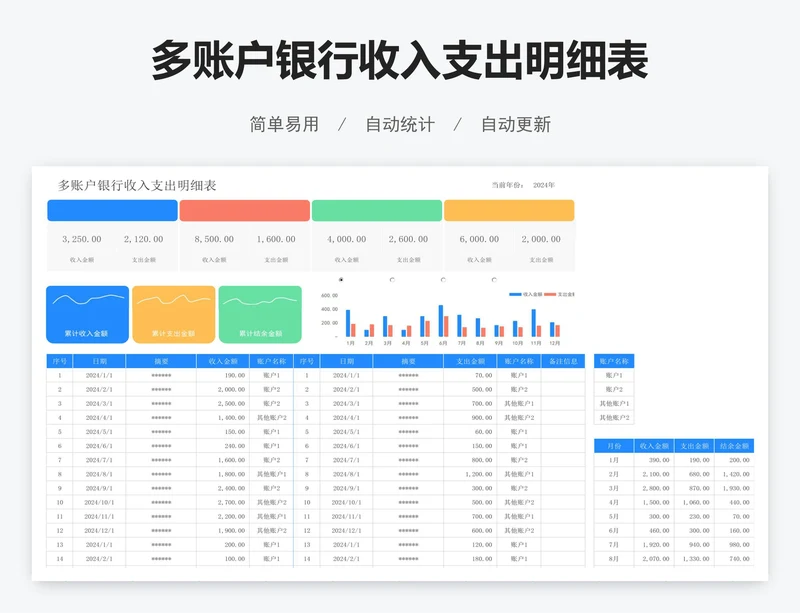 多账户银行收入支出明细表