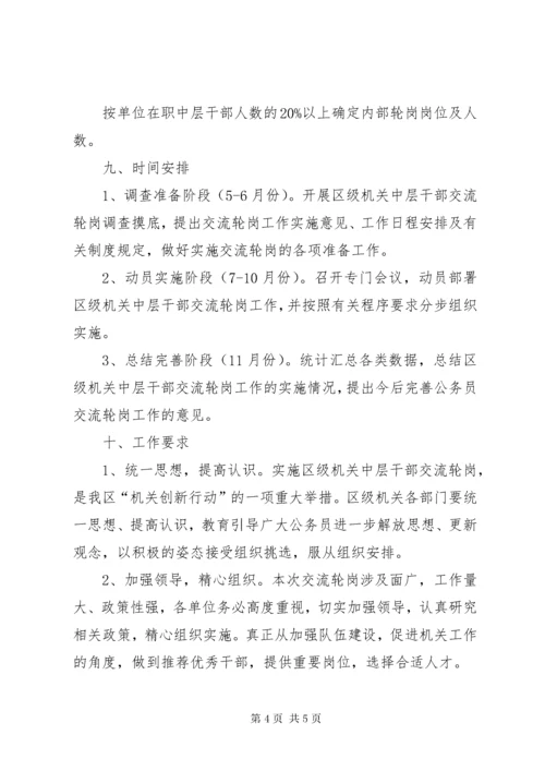 区级机关中层干部交流轮岗意见.docx