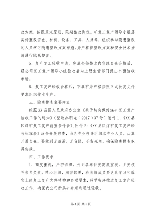 能源公司复工复产验收方案.docx