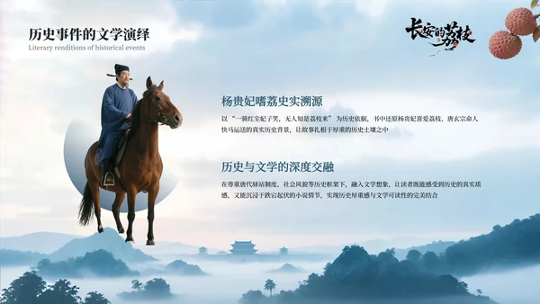 蓝色国风《长安的荔枝》读书分享PPT模板