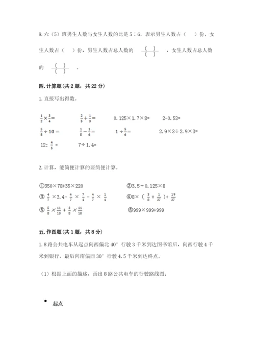 六年级上册数学期末测试卷含完整答案（易错题）.docx