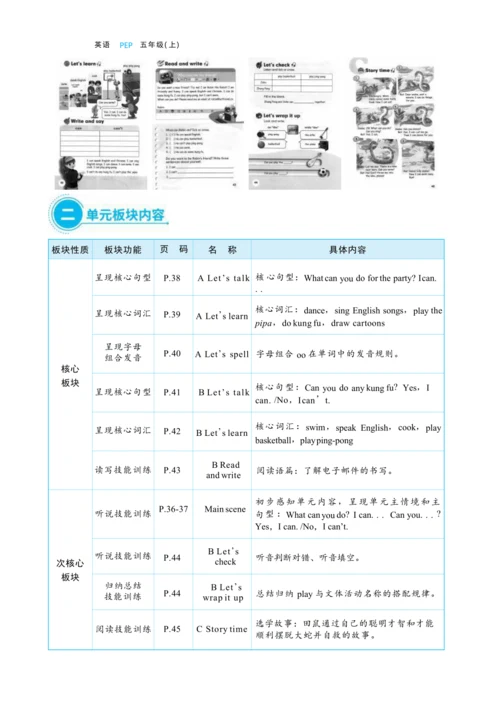 Unit 4 What can you do 单元整体教学设计(表格式）