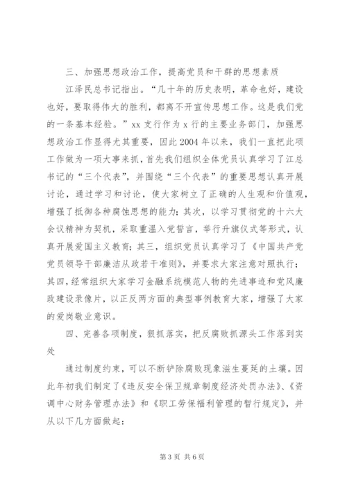 银行党风廉政建设工作总结.docx