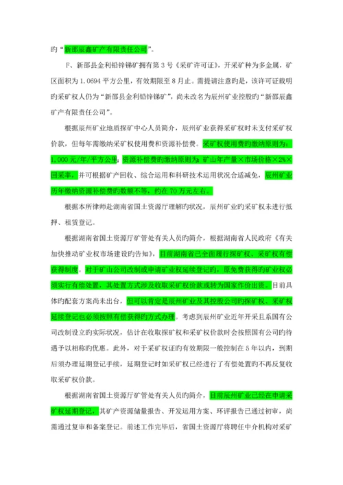 矿业专项项目法律组尽职详细调查汇总报告.docx