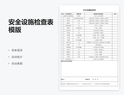 安全设施检查表模版