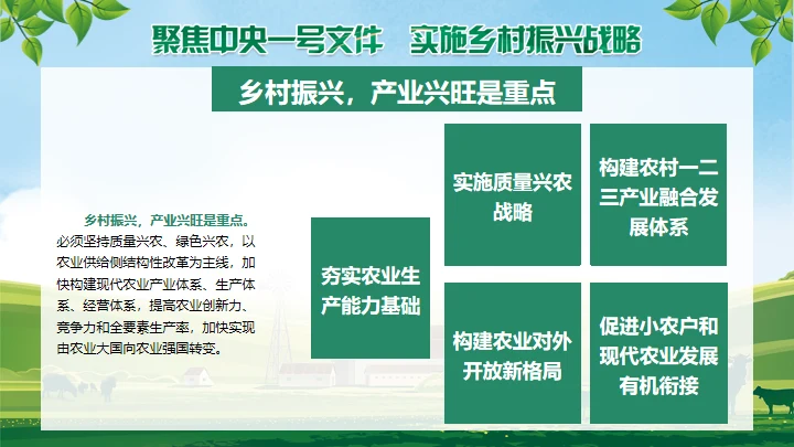 草原农场实施乡村振兴战略通用PPT模板