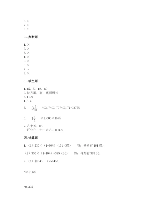 北京版六年级下册数学期中测试卷带答案（突破训练）.docx