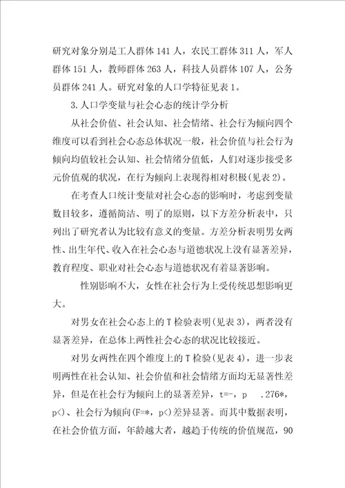 基于人口学变量研究的当代中国社会心态观察