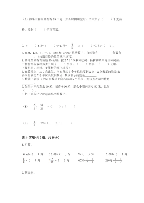 东川区六年级下册数学期末测试卷（名师推荐）.docx