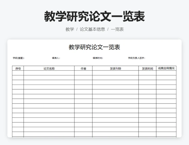 教学研究论文一览表