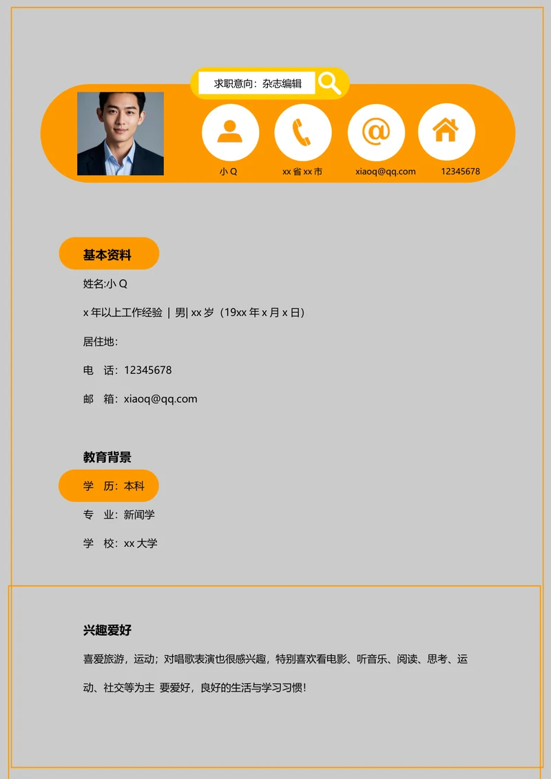 杂志编辑简历