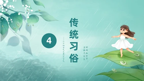 绿色春天中国二十四节气之雨水节气介绍PPT