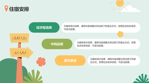 绿色插画风旅游攻略与行程规划PPT模板