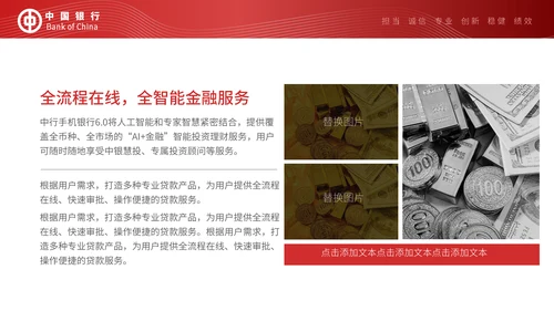中国银行工作汇报通用PPT模板