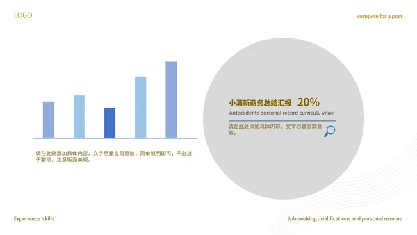 蓝色小清新商务总结汇报PPT模板