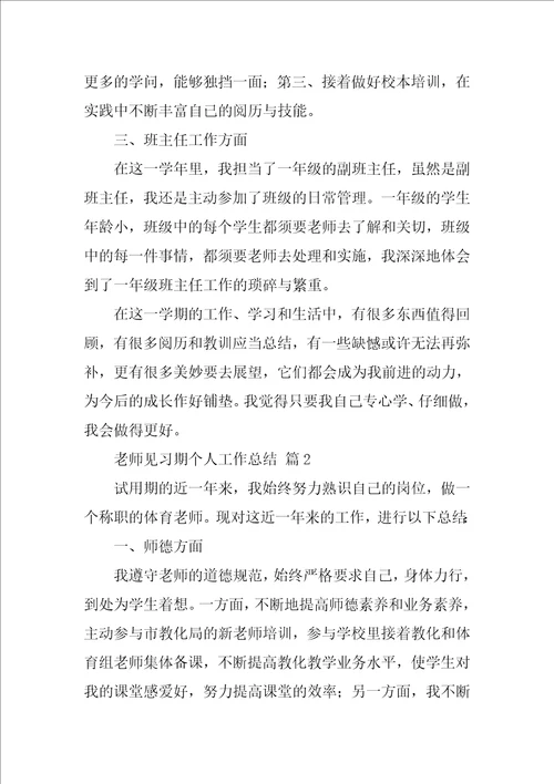 教师见习期个人工作总结